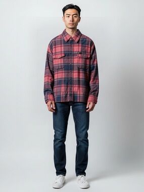 Sturgis Men's Red Plaid Button-Down Shirt Jacket